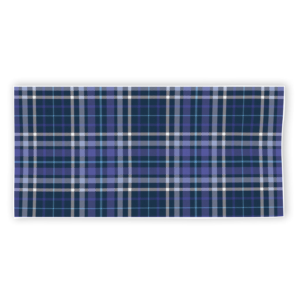 Blue Border Tartan Pattern Print Beach Towel