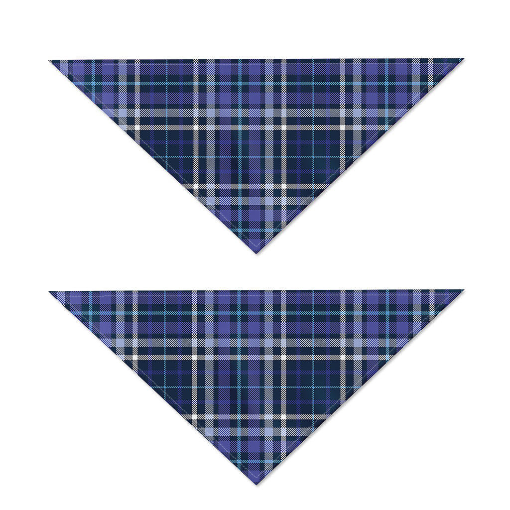 Blue Border Tartan Pattern Print Dog Bandana