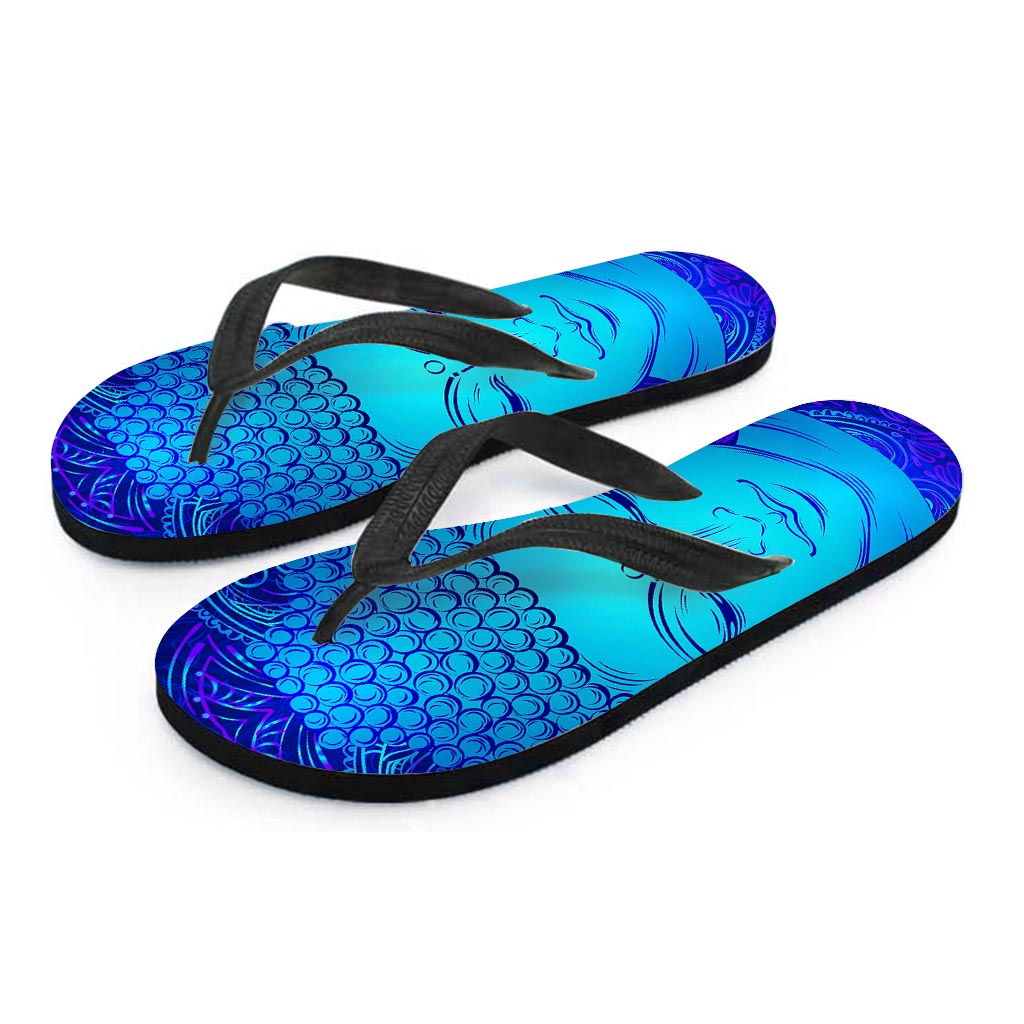 Blue Buddha Print Flip Flops