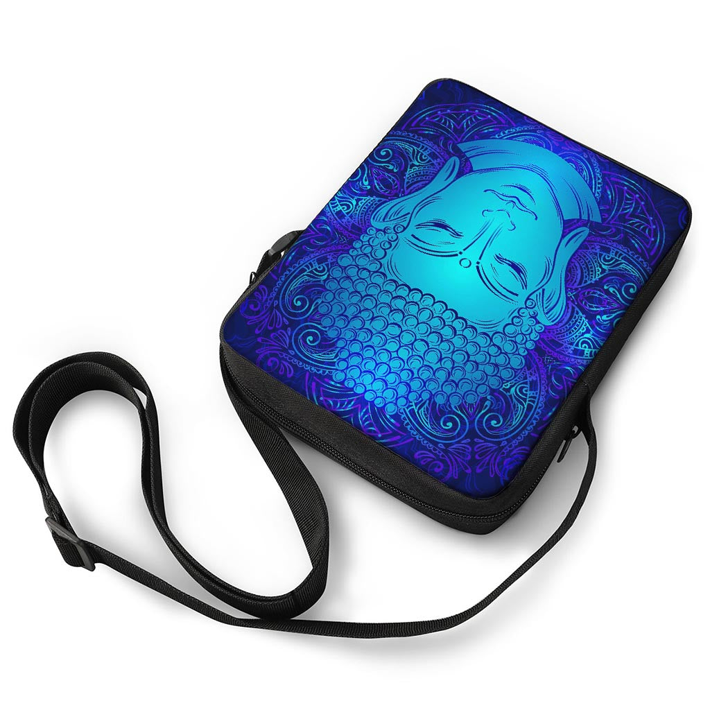 Blue Buddha Print Rectangular Crossbody Bag