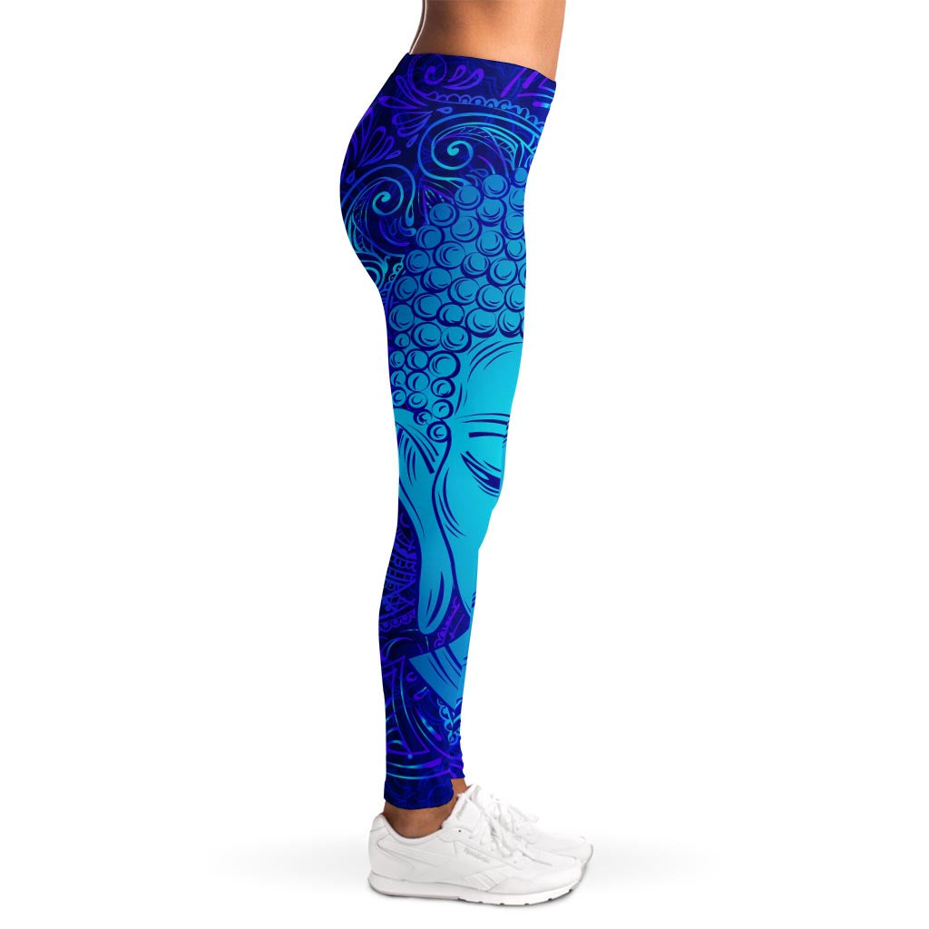 Blue Buddha Print Women's Leggings