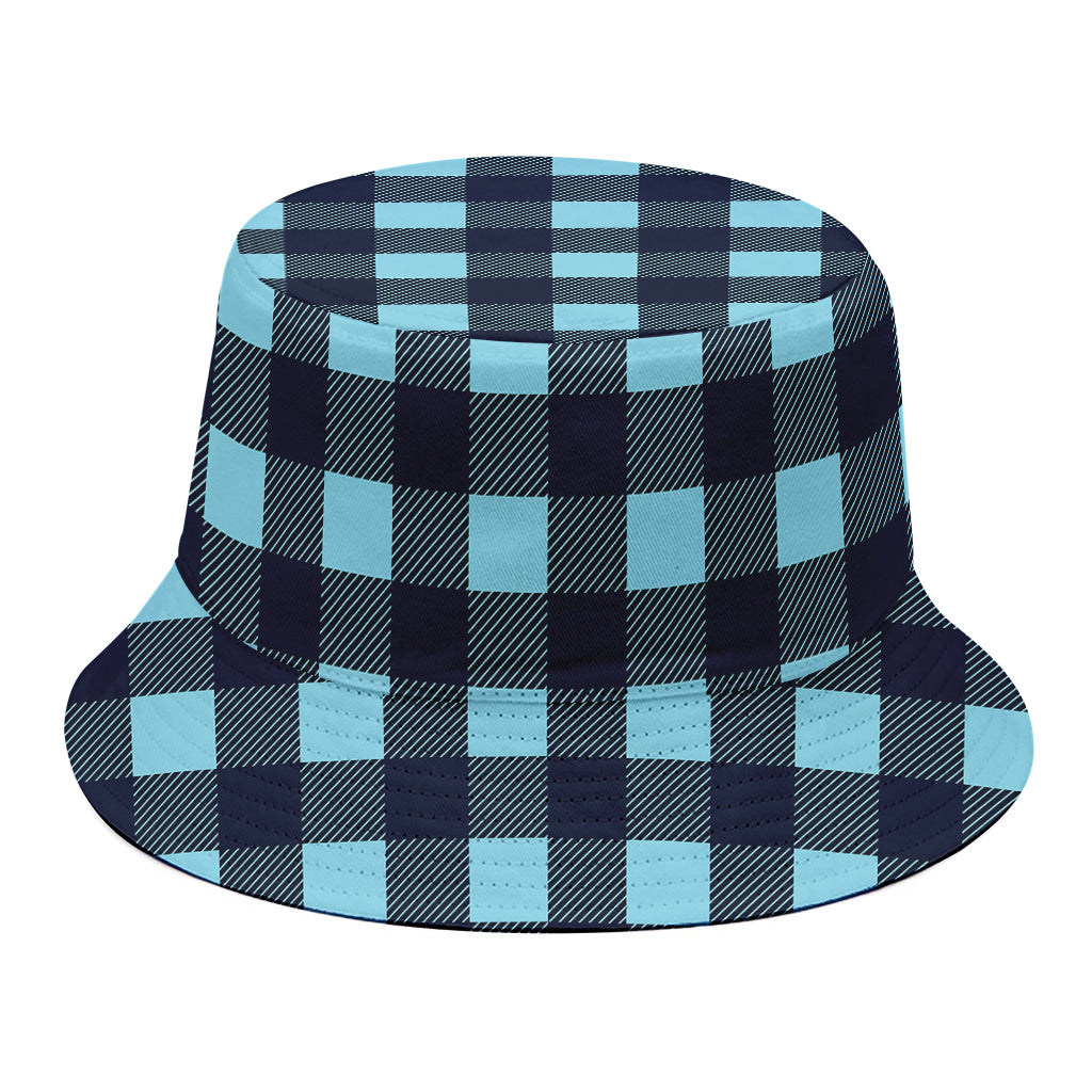 Blue Buffalo Check Pattern Print Bucket Hat