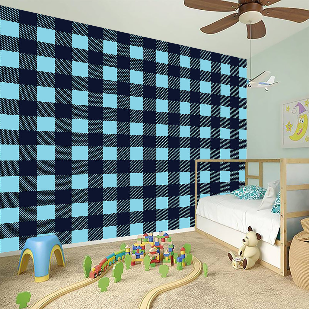 Blue Buffalo Check Pattern Print Wall Sticker