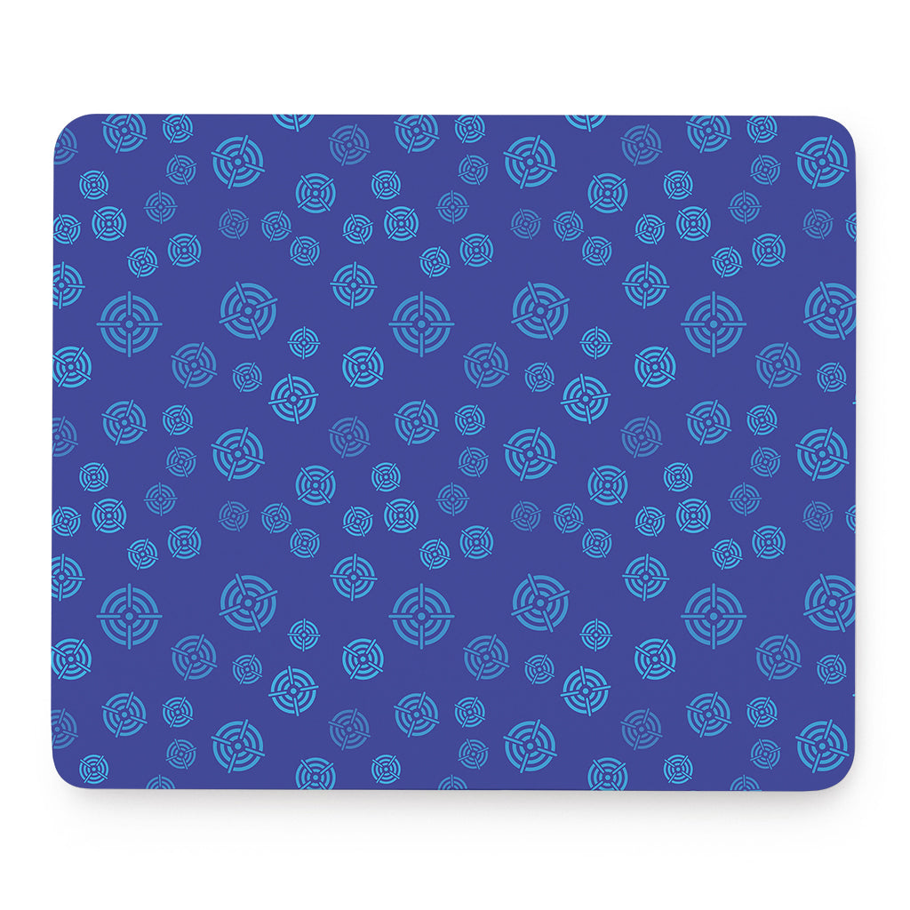 Blue Bullseye Target Pattern Print Mouse Pad