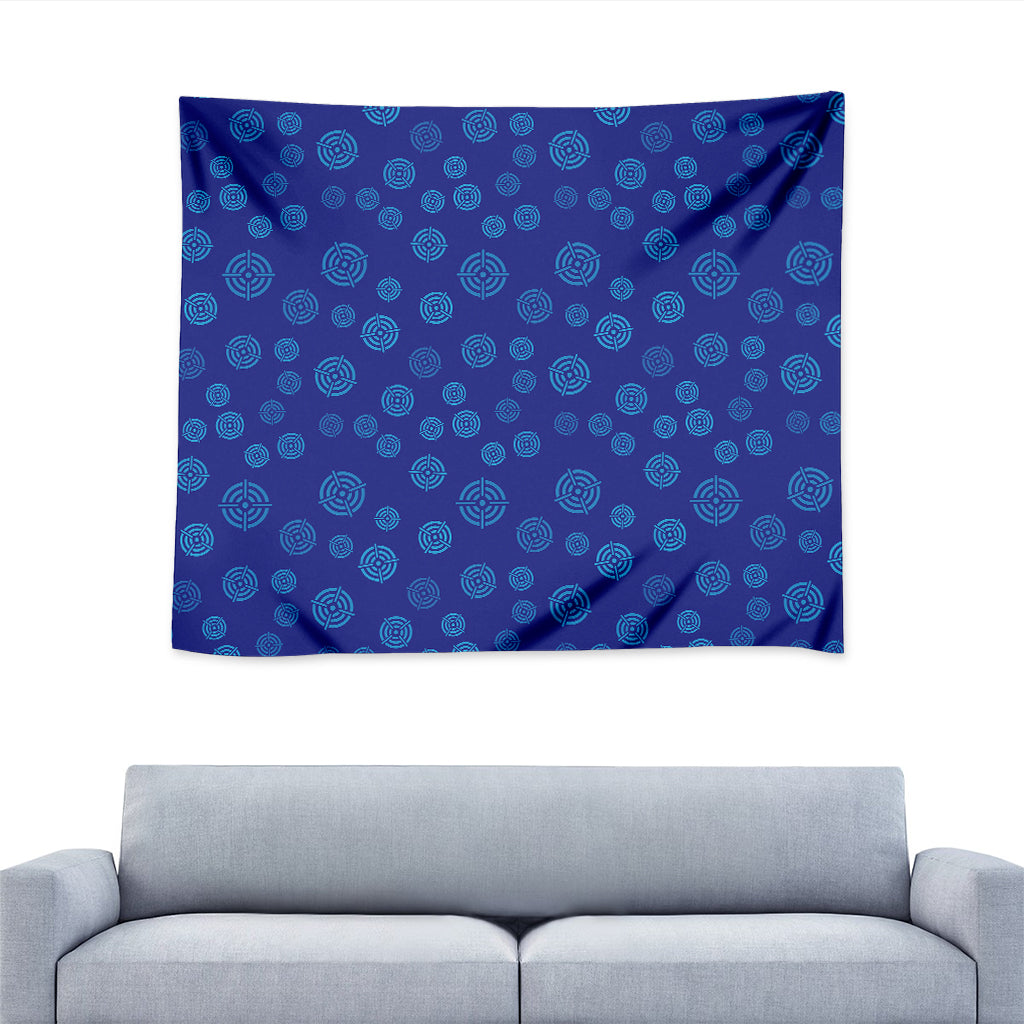 Blue Bullseye Target Pattern Print Tapestry