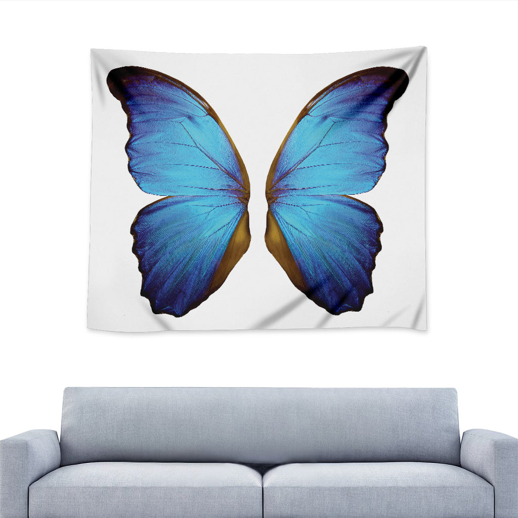 Blue Butterfly Wings Print Tapestry