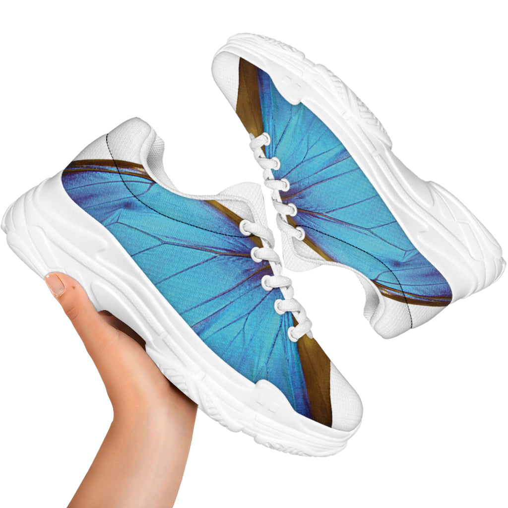 Blue Butterfly Wings Print White Chunky Shoes