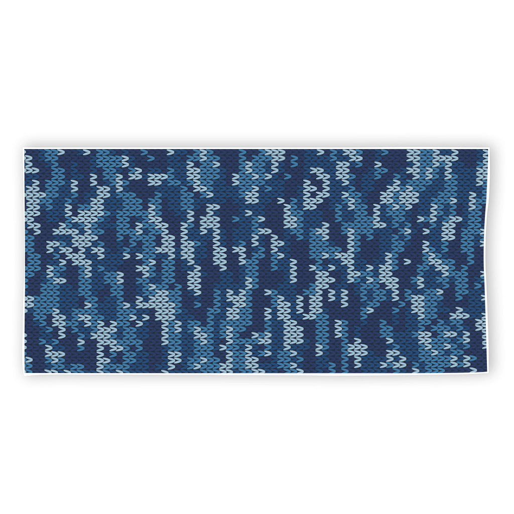 Blue Camouflage Knitted Pattern Print Beach Towel