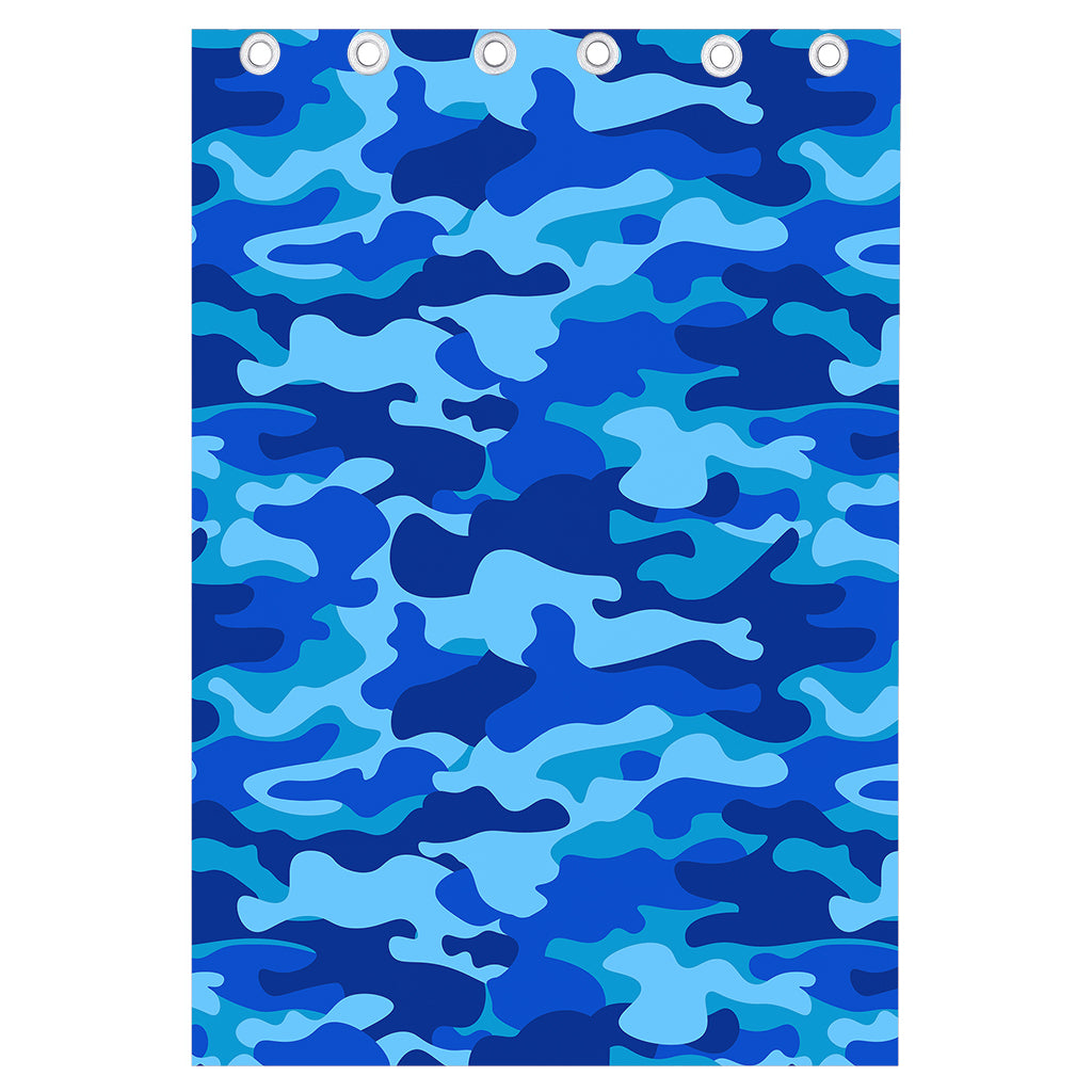 Blue Camouflage Print Curtain