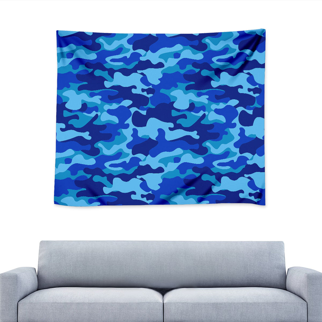 Blue Camouflage Print Tapestry