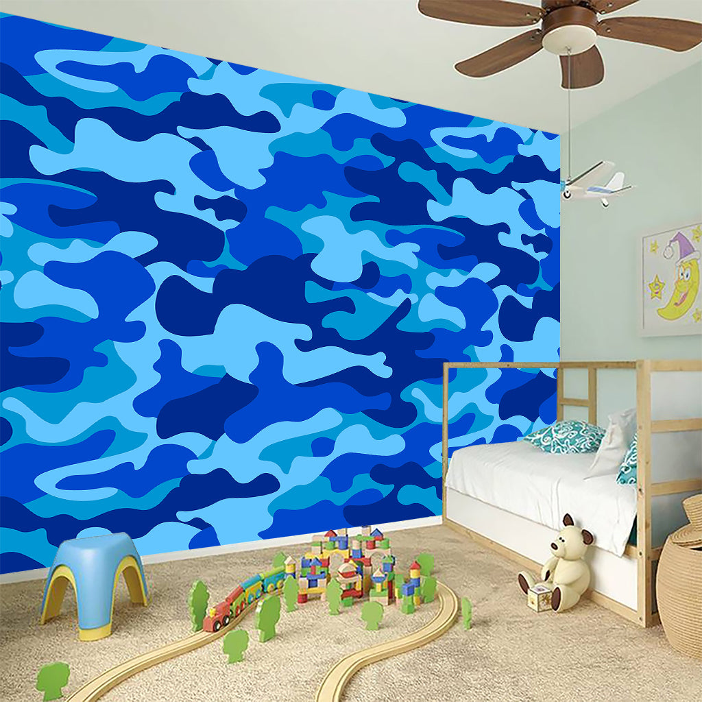 Blue Camouflage Print Wall Sticker