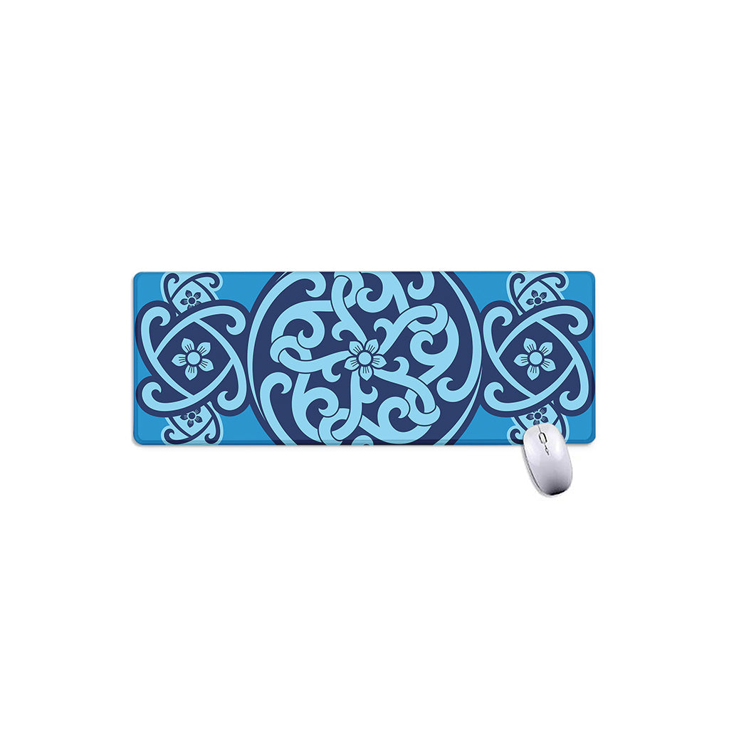 Blue Celtic Symbol Print Extended Mouse Pad