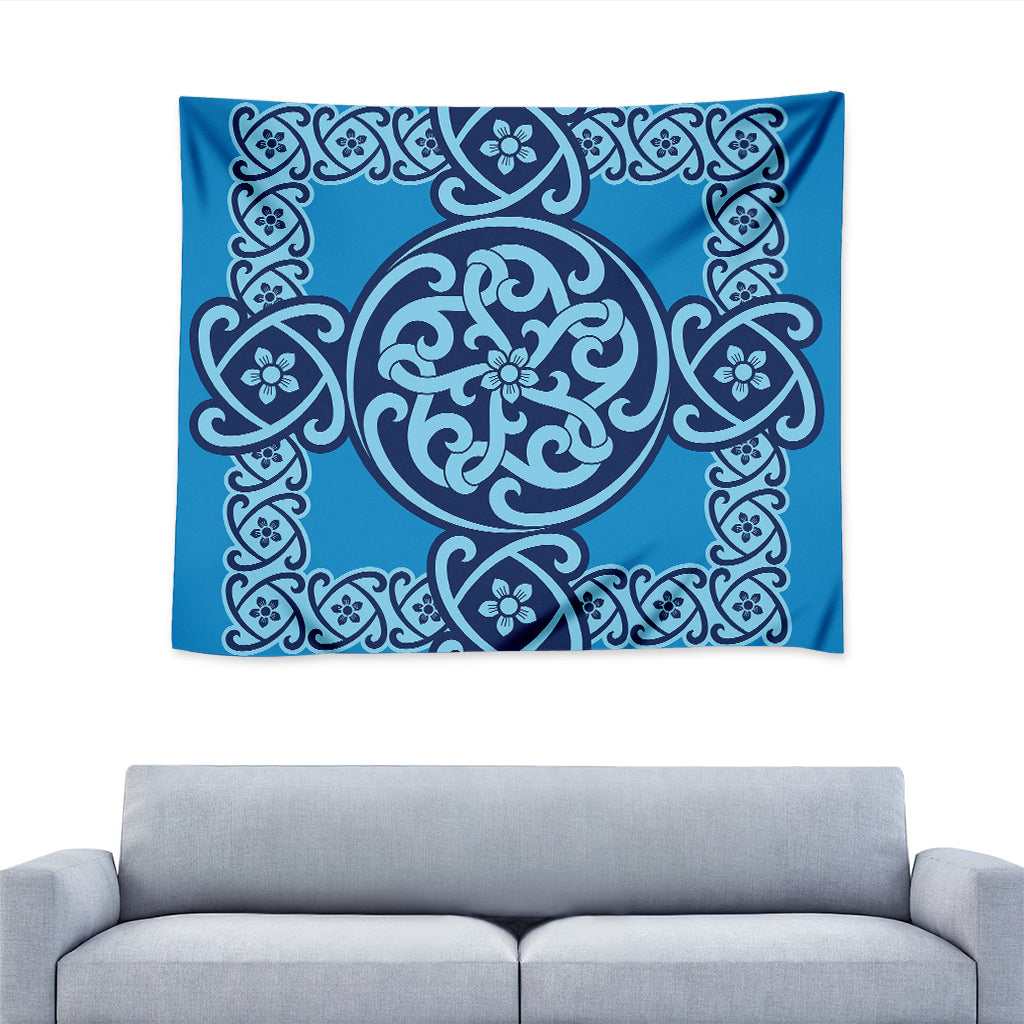 Blue Celtic Symbol Print Tapestry
