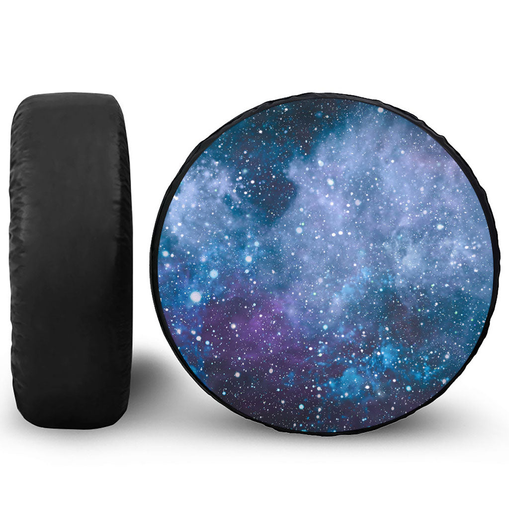 Blue Cloud Starfield Galaxy Space Print Leather Spare Tire Cover