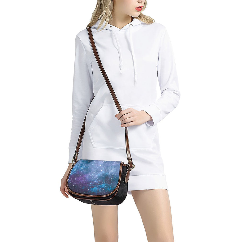 Blue Cloud Starfield Galaxy Space Print Saddle Bag