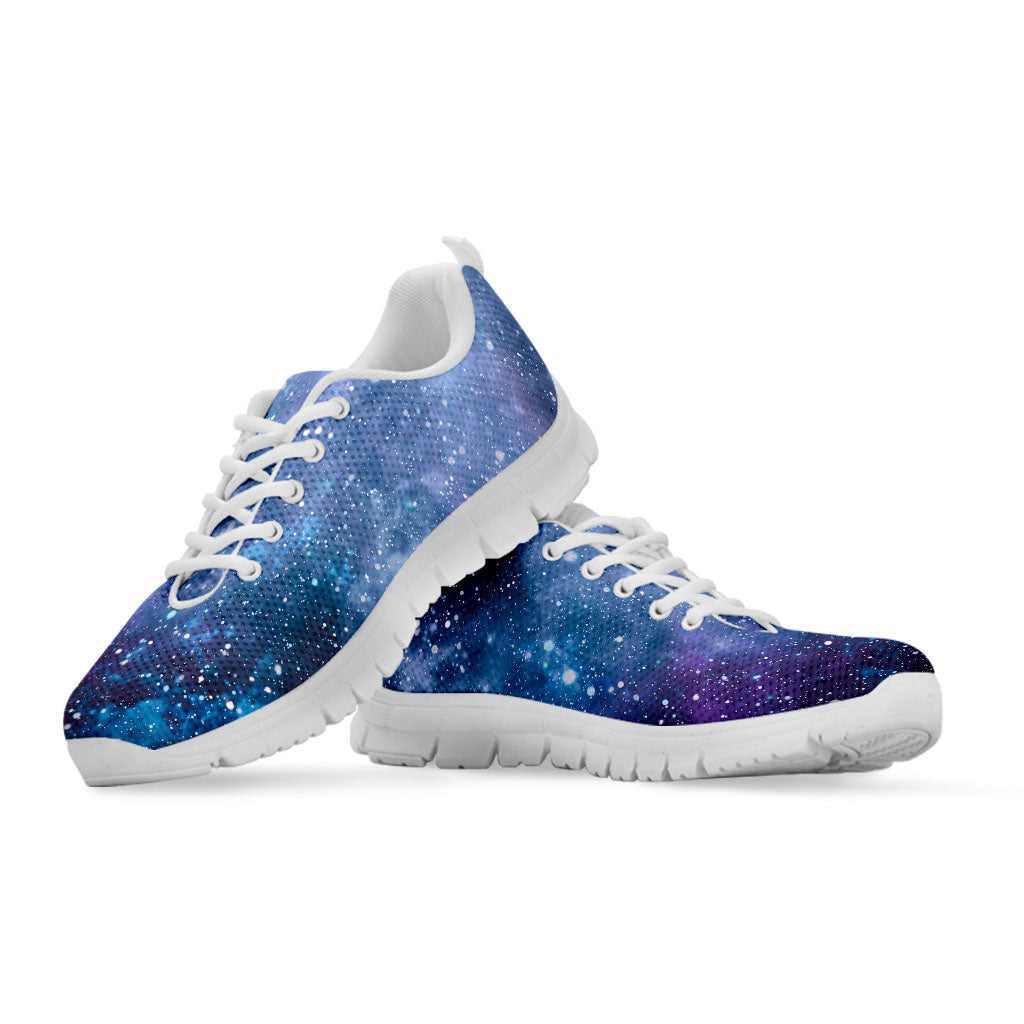 Blue Cloud Starfield Galaxy Space Print White Running Shoes
