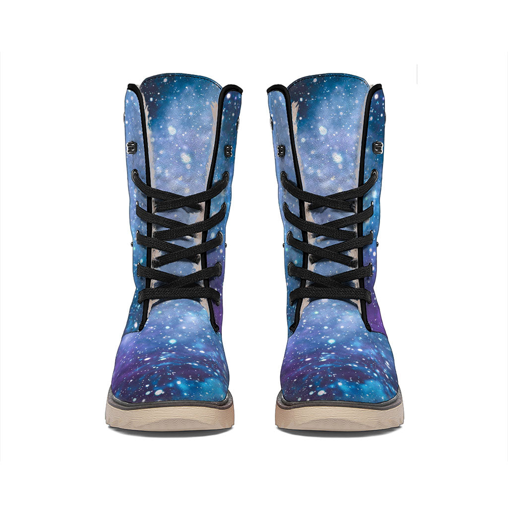 Blue Cloud Starfield Galaxy Space Print Winter Boots