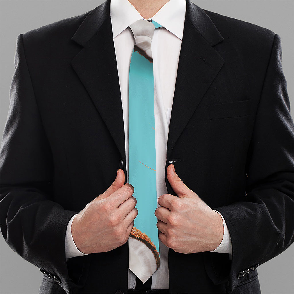 Blue Coconut Pattern Print Necktie