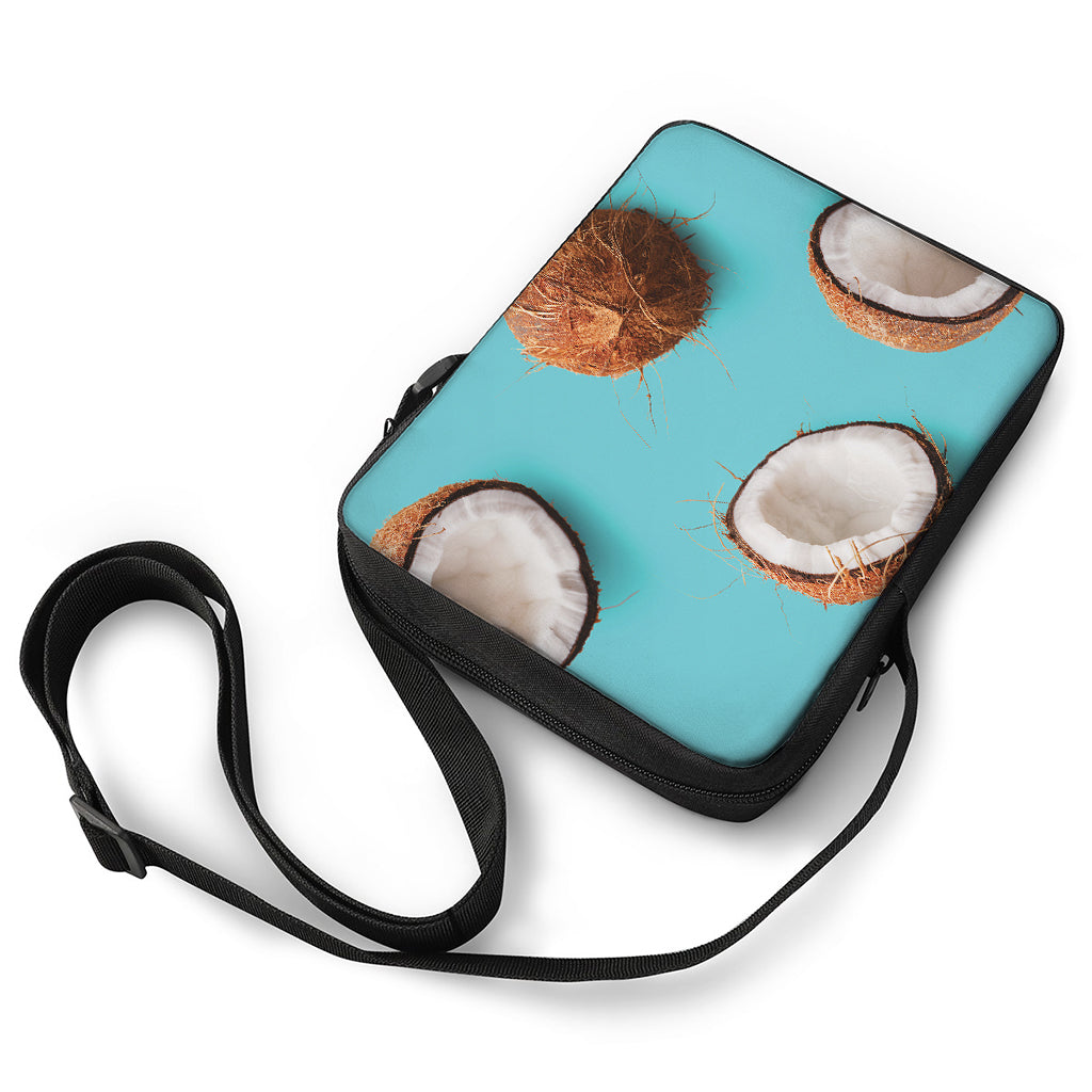 Blue Coconut Pattern Print Rectangular Crossbody Bag