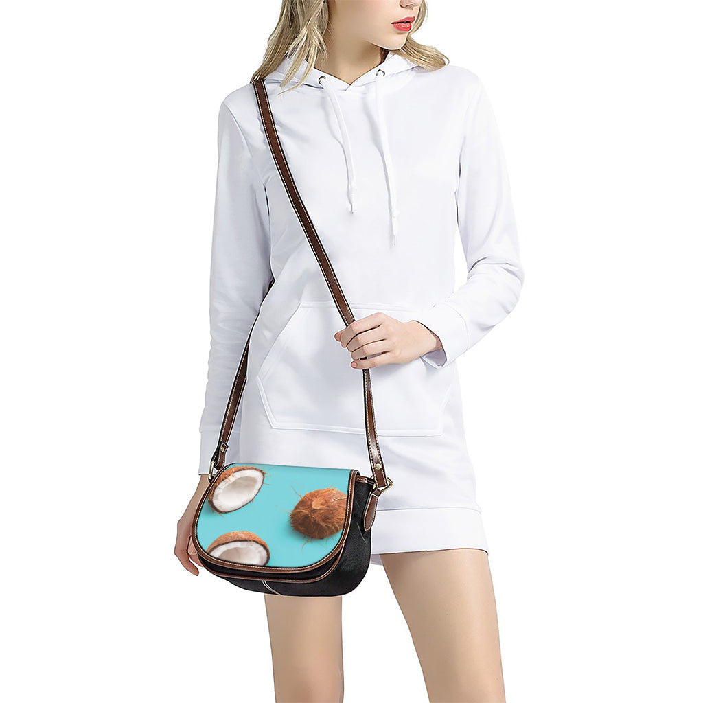 Blue Coconut Pattern Print Saddle Bag