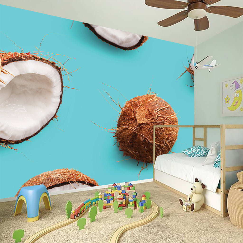 Blue Coconut Pattern Print Wall Sticker