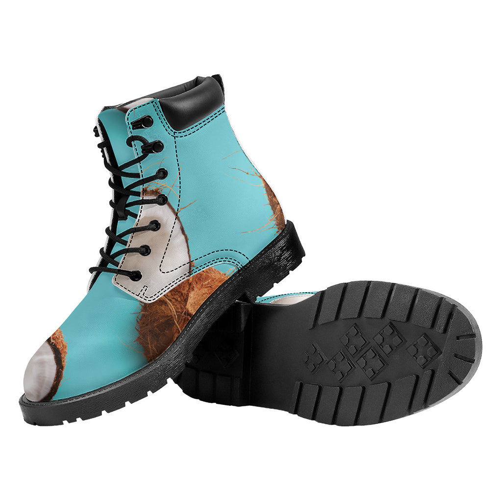 Blue Coconut Pattern Print Work Boots