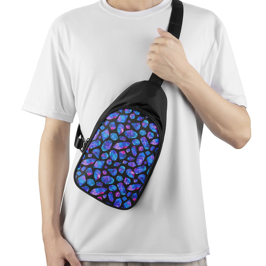 Blue Crystal Cosmic Galaxy Space Print Chest Bag