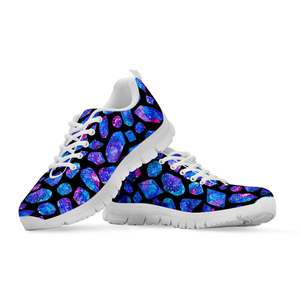 Blue Crystal Cosmic Galaxy Space Print White Running Shoes