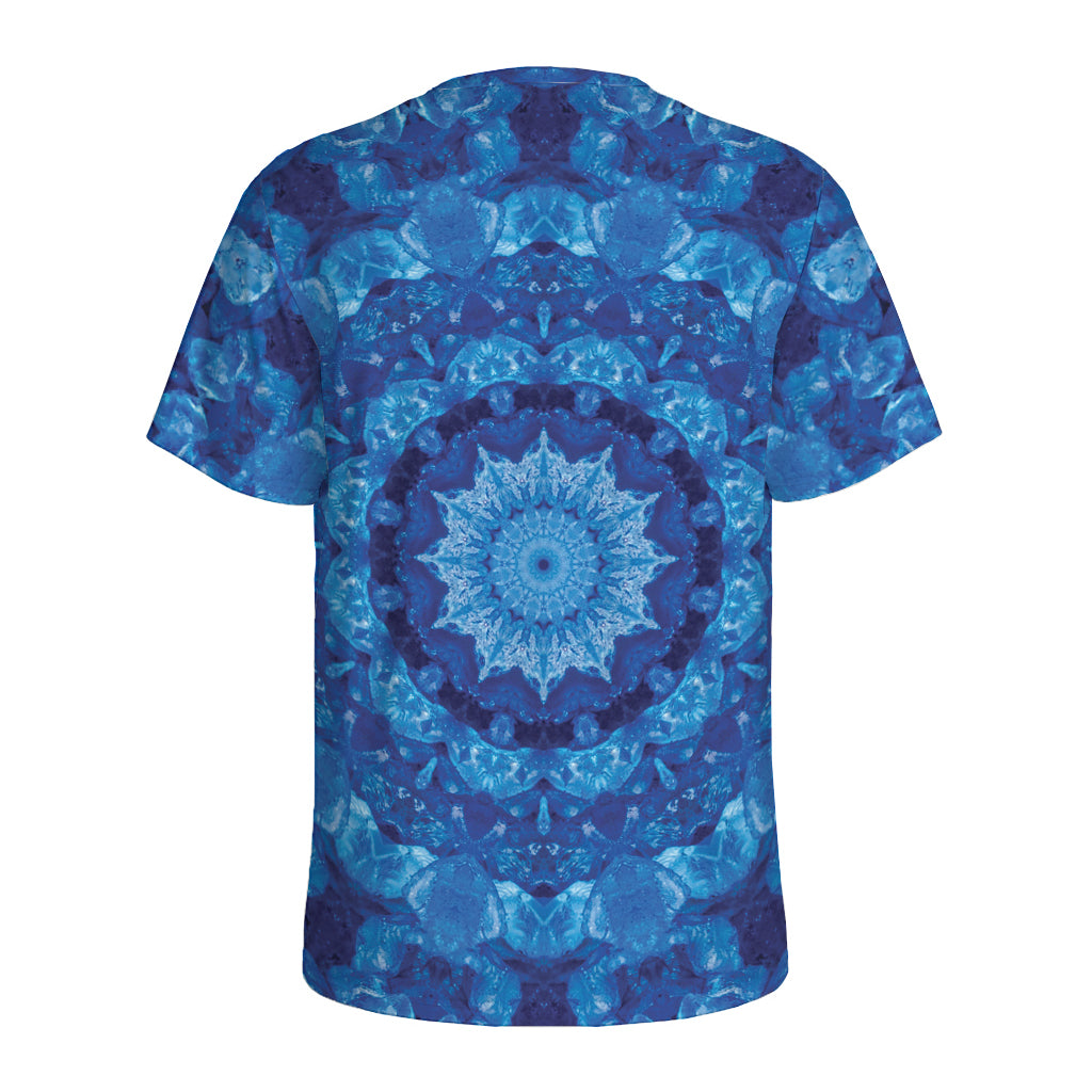 Blue Crystal Kaleidoscope Print Men's Sports T-Shirt