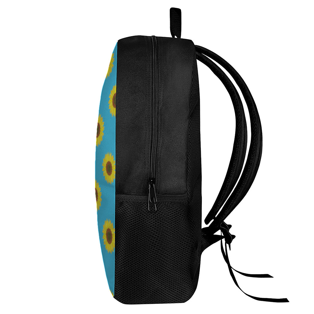 Blue Cute Sunflower Pattern Print 17 Inch Backpack