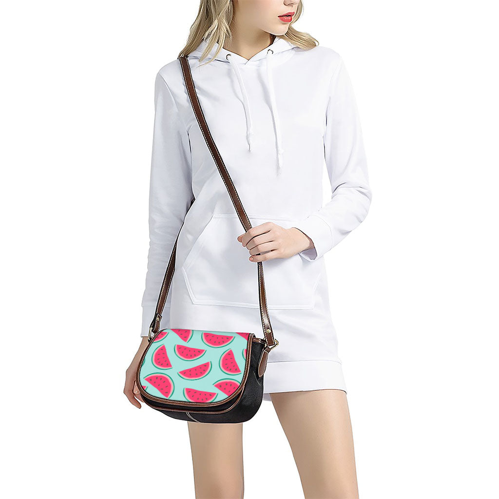 Blue Cute Watermelon Pattern Print Saddle Bag