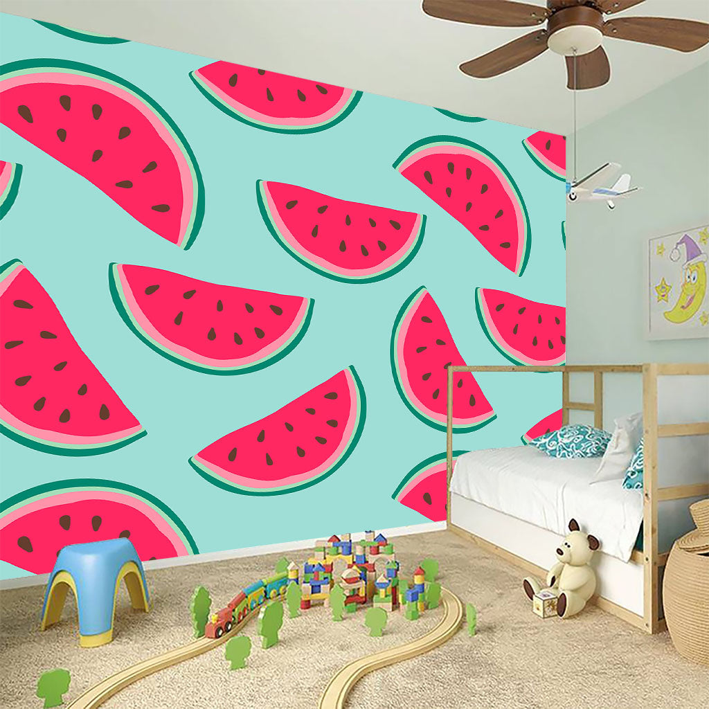 Blue Cute Watermelon Pattern Print Wall Sticker