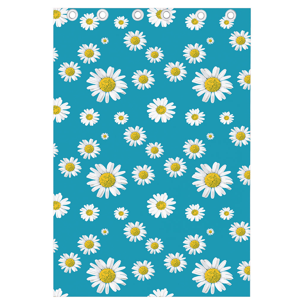 Blue Daisy Flower Pattern Print Curtain