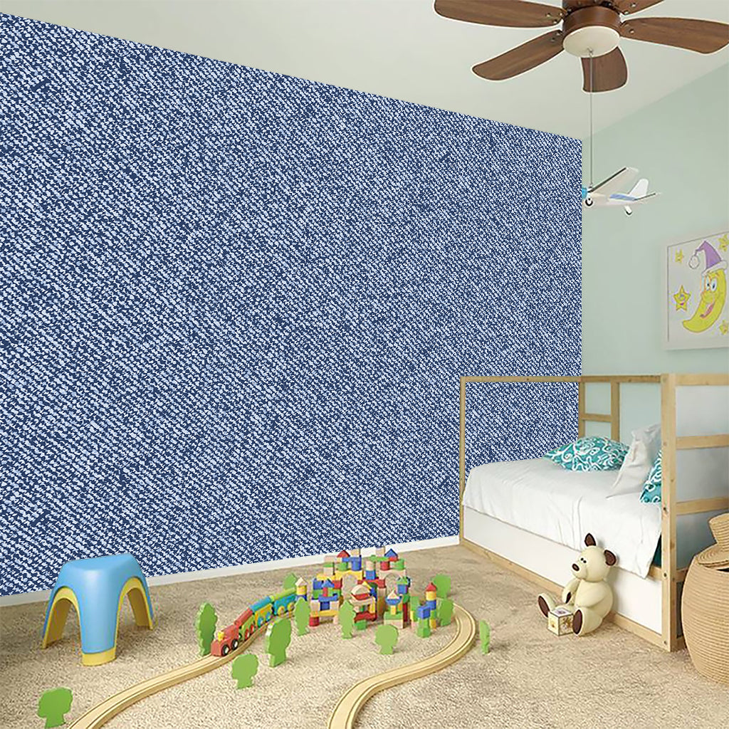 Blue Denim Jeans Pattern Print Wall Sticker