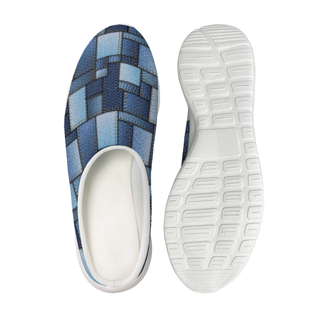 Blue Denim Patchwork Pattern Print Mesh Casual Shoes