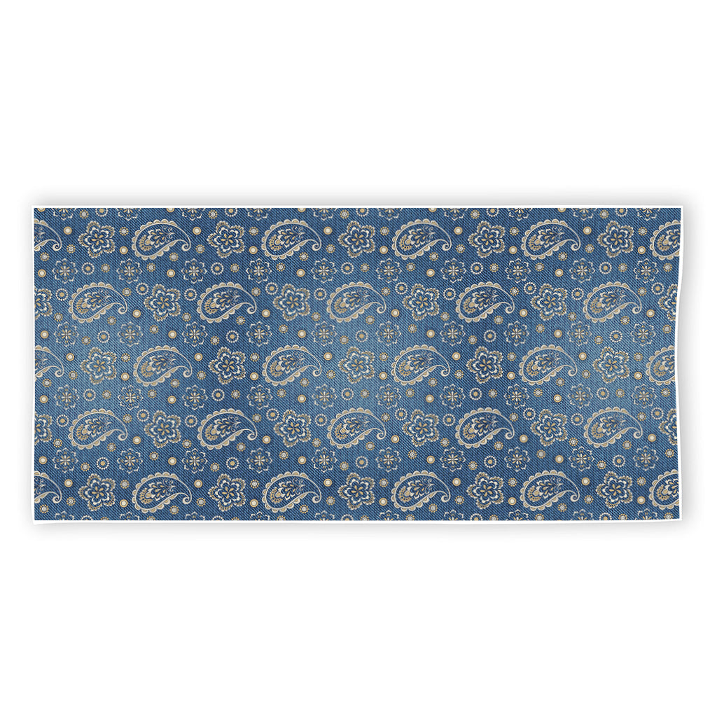 Blue Denim Western Paisley Print Beach Towel