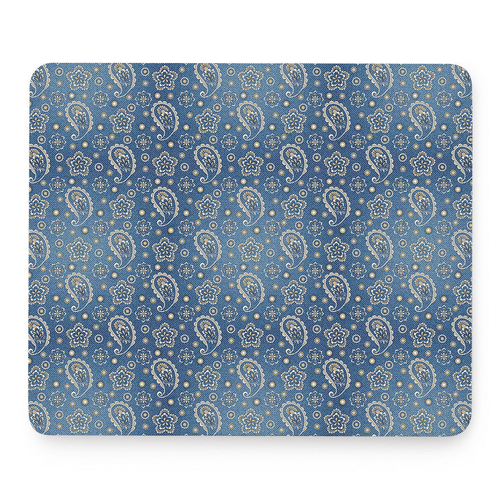 Blue Denim Western Paisley Print Mouse Pad