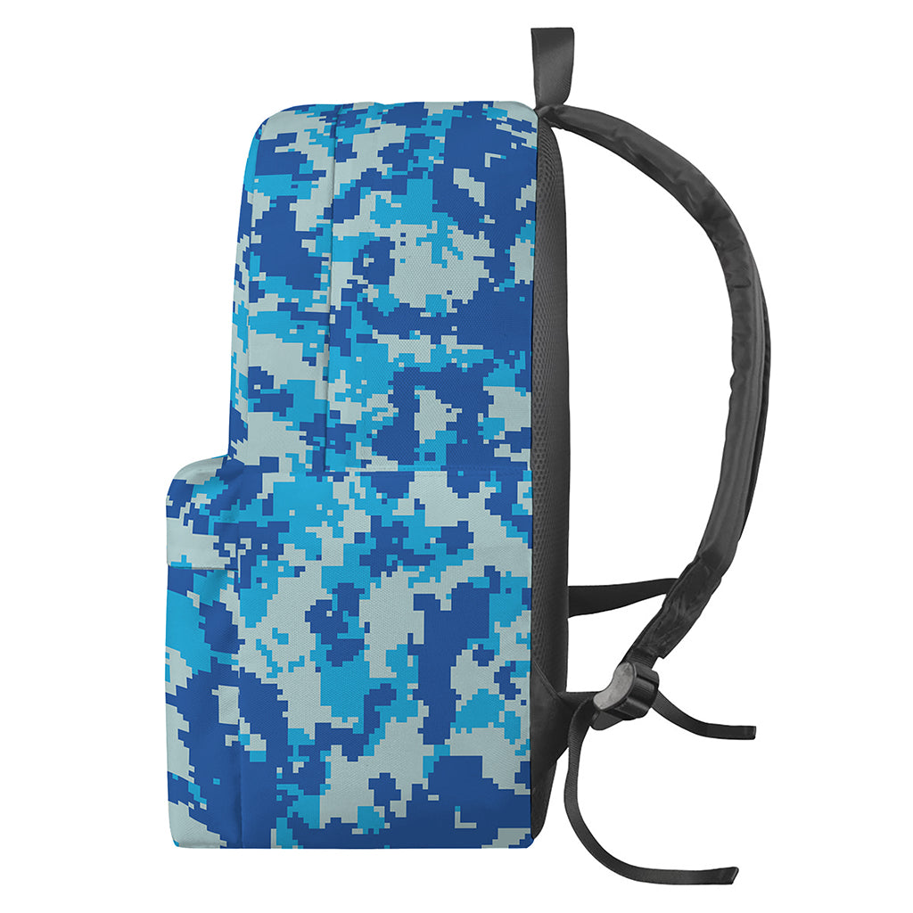 Blue Digital Camo Pattern Print Backpack