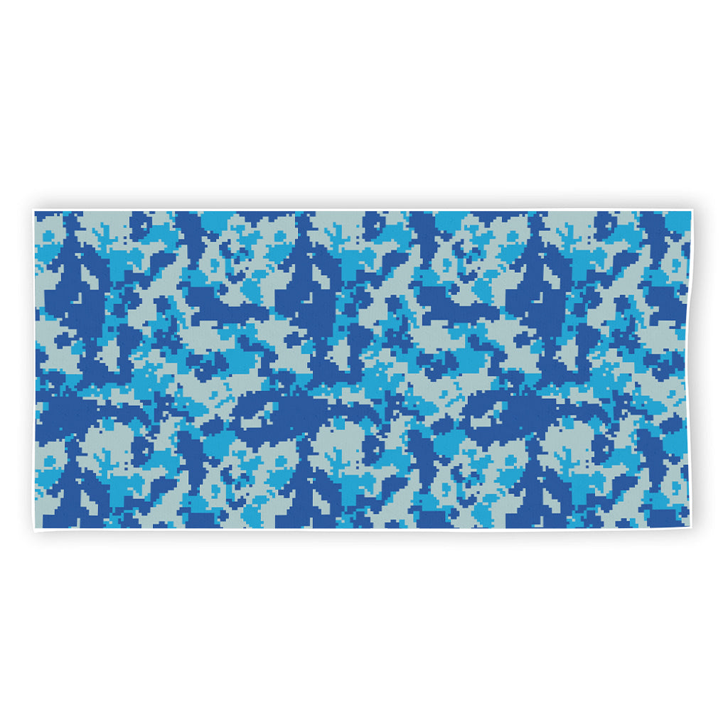 Blue Digital Camo Pattern Print Beach Towel