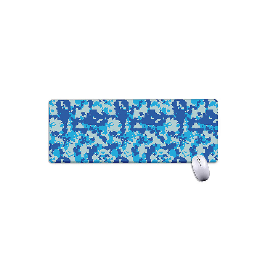 Blue Digital Camo Pattern Print Extended Mouse Pad