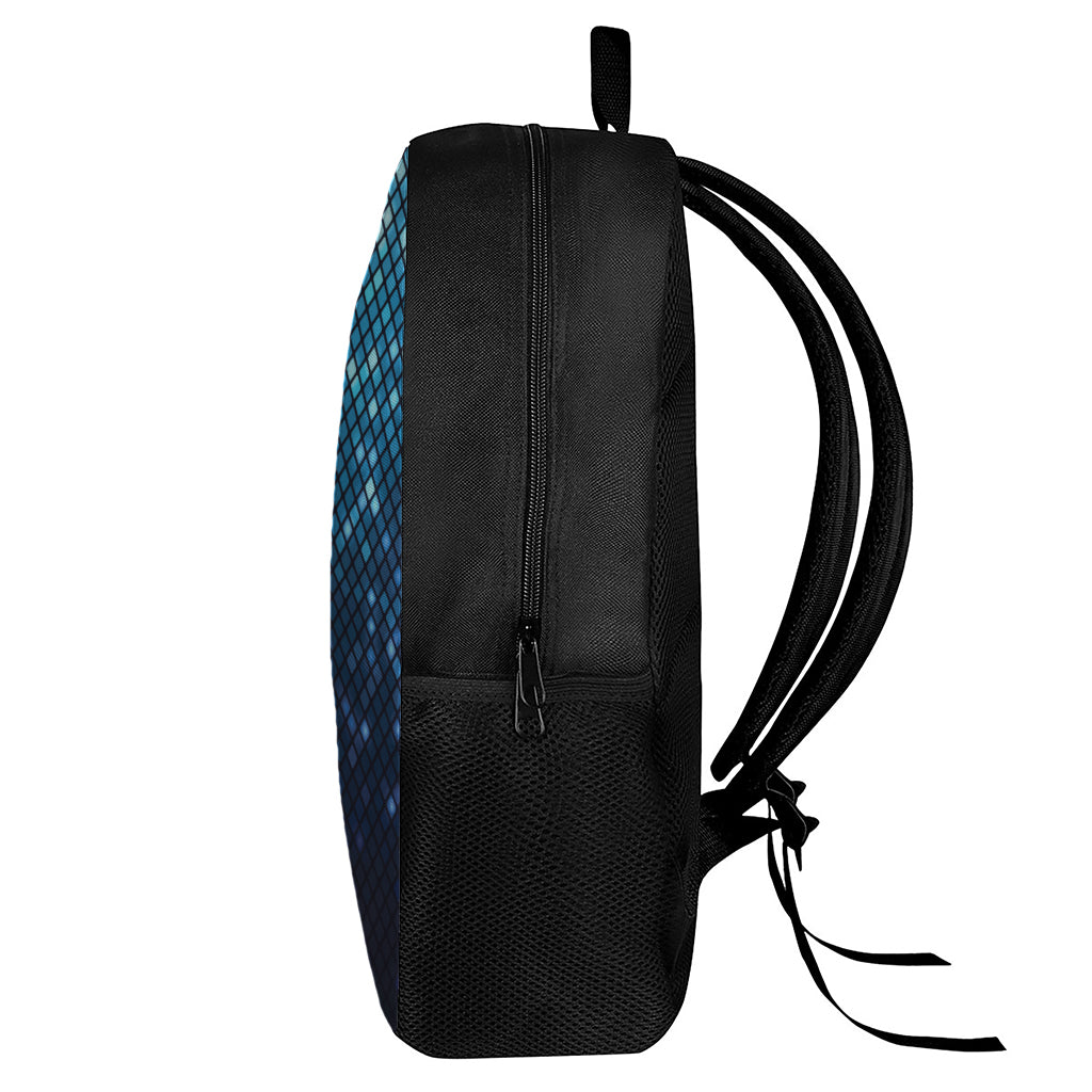 Blue Disco Lights Pattern Print 17 Inch Backpack