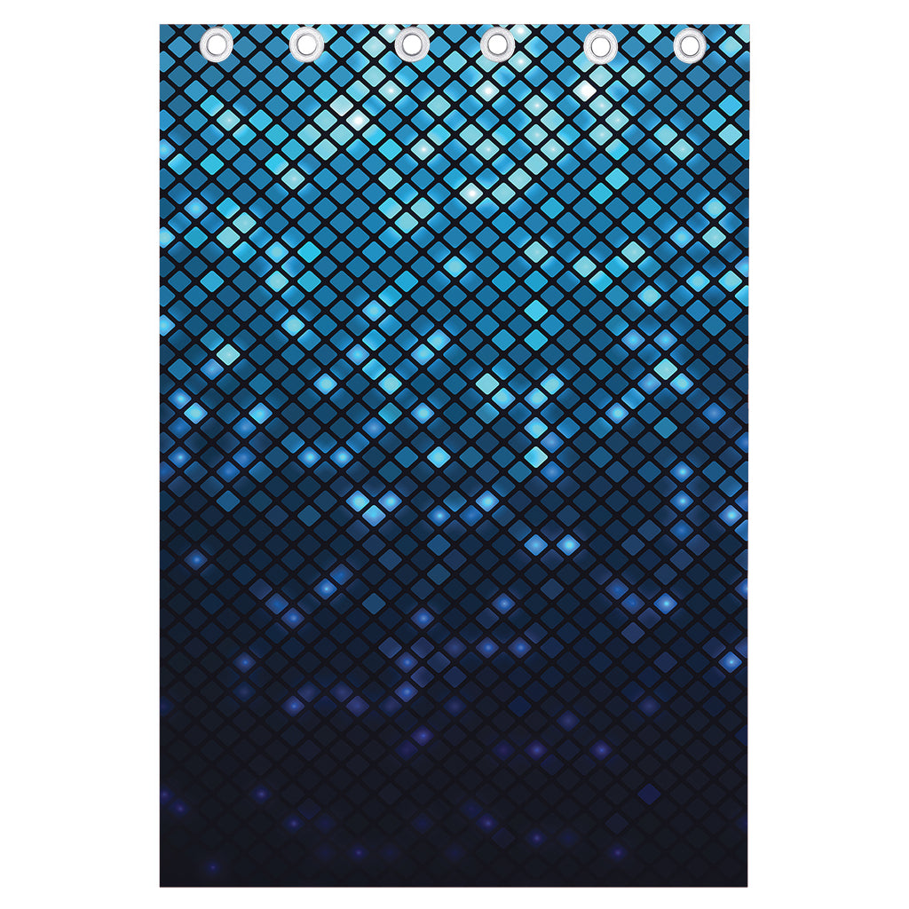 Blue Disco Lights Pattern Print Curtain