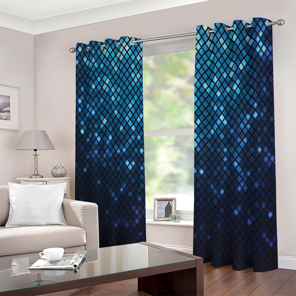 Blue Disco Lights Pattern Print Extra Wide Grommet Curtains
