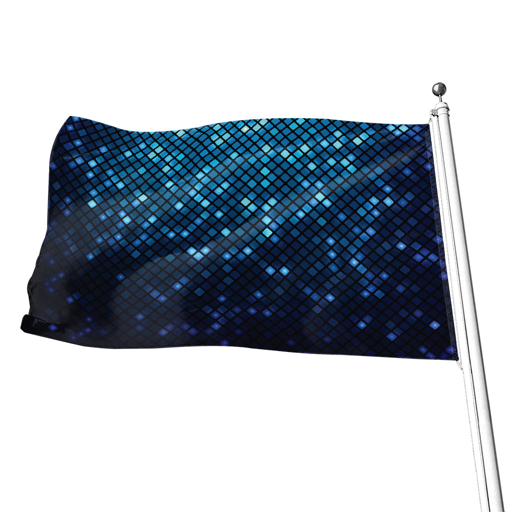 Blue Disco Lights Pattern Print Flag