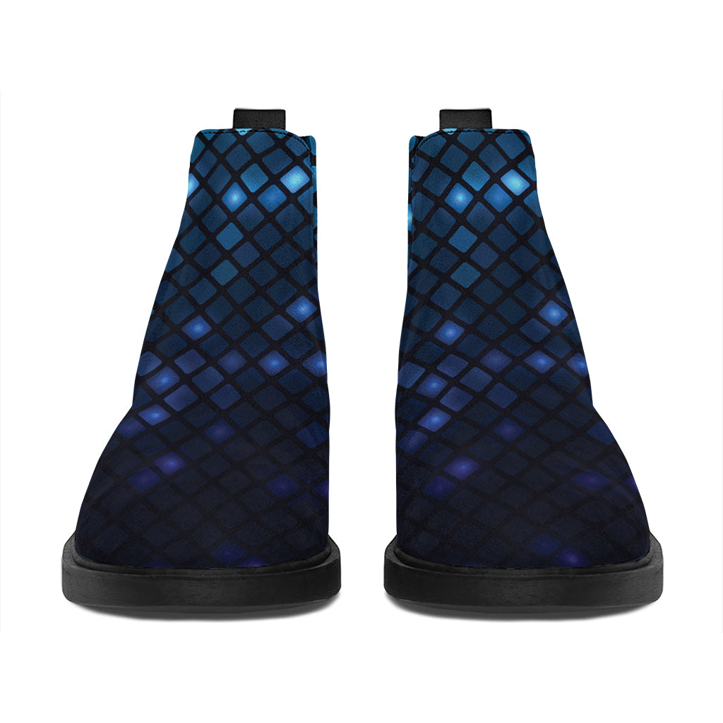Blue Disco Lights Pattern Print Flat Ankle Boots