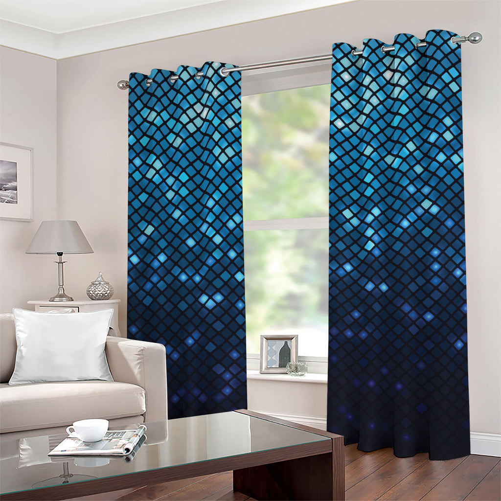 Blue Disco Lights Pattern Print Grommet Curtains