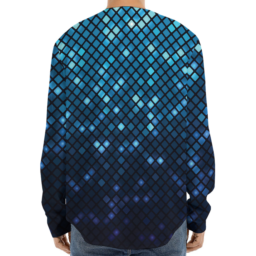 Blue Disco Lights Pattern Print Long Sleeve Baseball Jersey