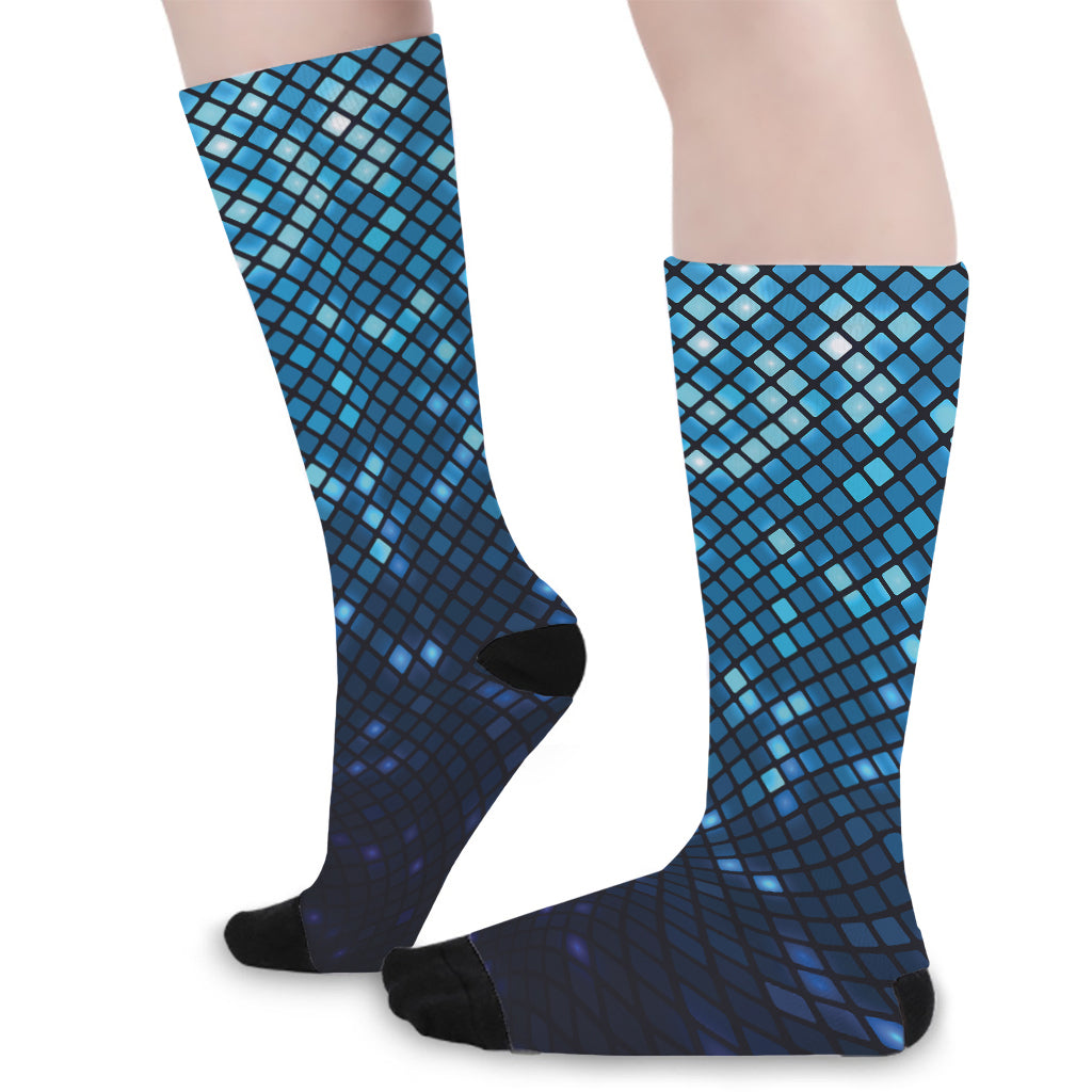 Blue Disco Lights Pattern Print Long Socks