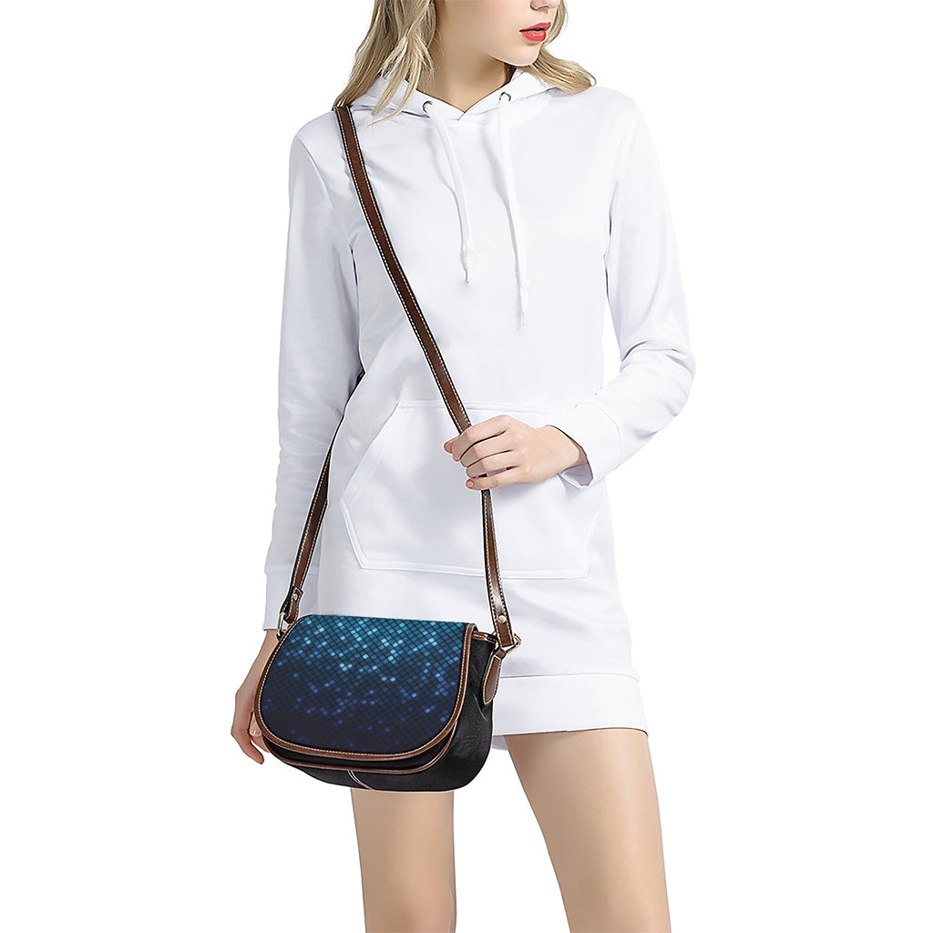 Blue Disco Lights Pattern Print Saddle Bag