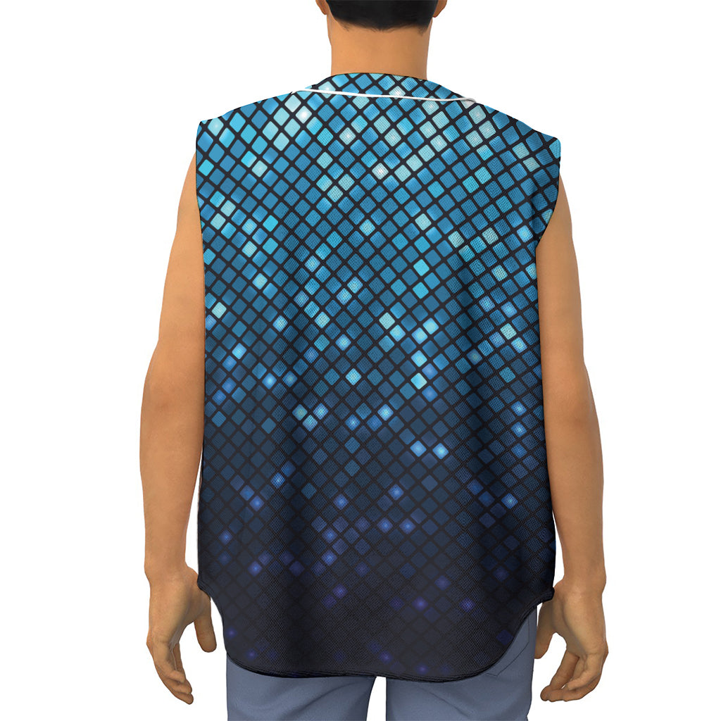 Blue Disco Lights Pattern Print Sleeveless Baseball Jersey